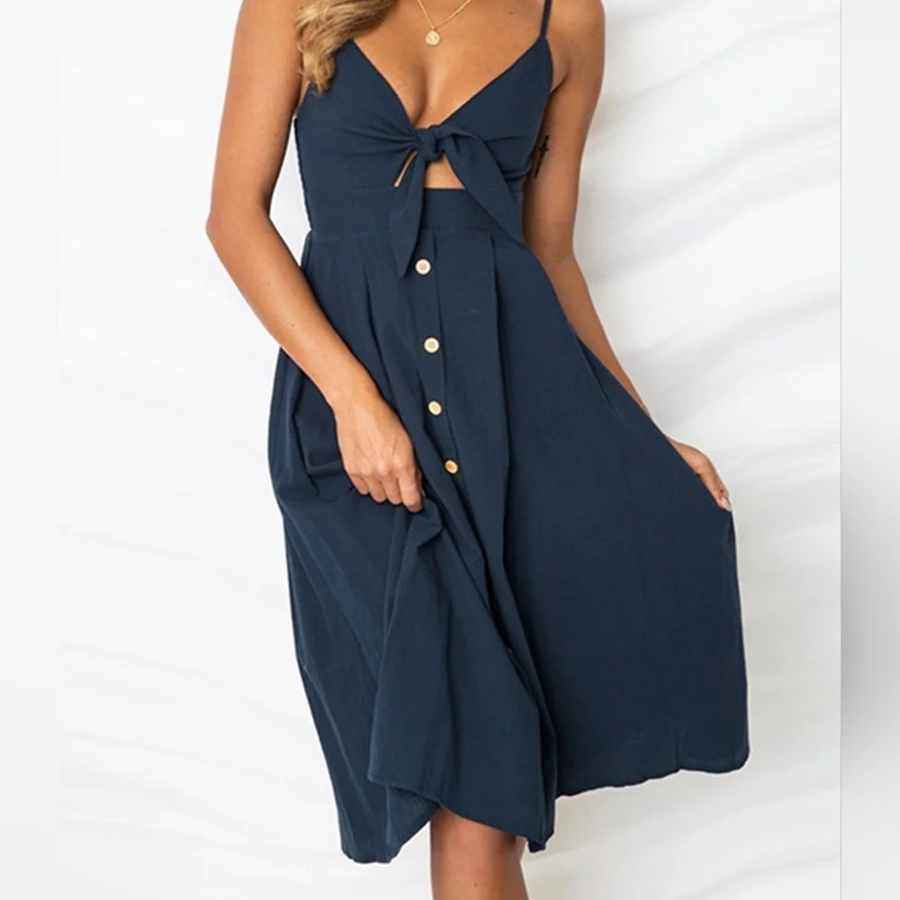 Sassy Sweetheart Smock Dress - Navy - Picture 7 of 8